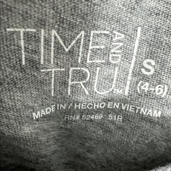 Time and Tru Charcoal Heather 100% Cotton Long Sleeve Top Size S - Picture 3 of 14